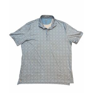Johnnie O Performance Polo Golf Shirt Men's XL Blue Floral Design